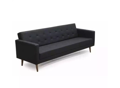 Sofá negro de 3 plazas para la sala de trabajo de tela.