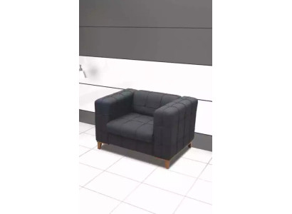Sillón negro para sala de trabajo moderno. Diseño de sillón tapizado nuevo.