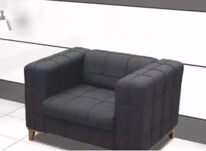 Sillón negro para sala de trabajo moderno. Diseño de sillón tapizado nuevo.