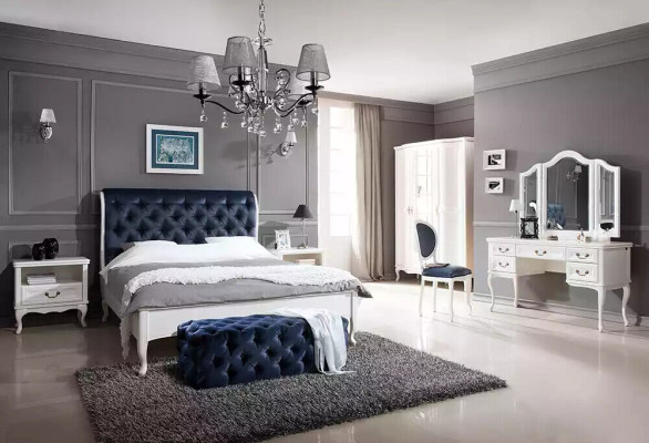 Diseño de tela de cama camas dobles de lujo Marco de hotel moderno dormitorio.