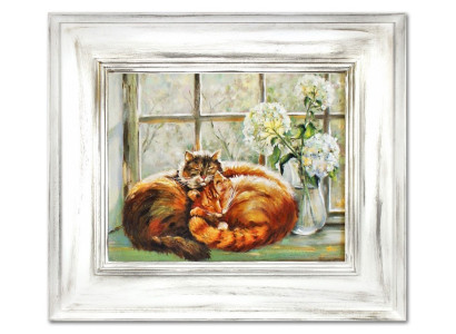 Pintura al óleo Pinturas al óleo Cuadros Imágenes Imagen Pintado a mano Óleo con marco Gato Arte G15936