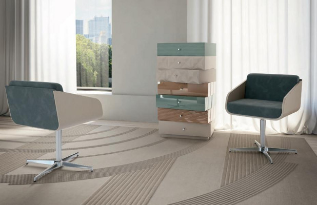 Sillón giratorio moderno de lujo, comodidad de asiento, muebles con tapicería Bizzotto.