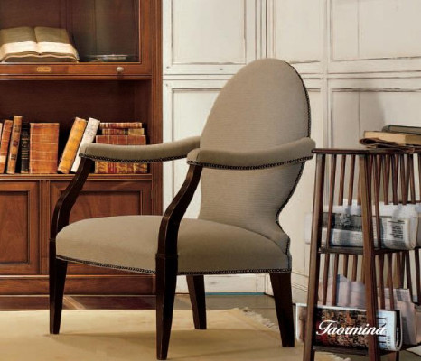 Sillas reclinables de salón de lujo sillón sillón madera marrón muebles italianos tapizados.