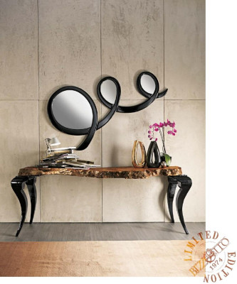 Marco de madera auténtica de diseñador clásico espejo negro Espejo de pared Muebles Italia
