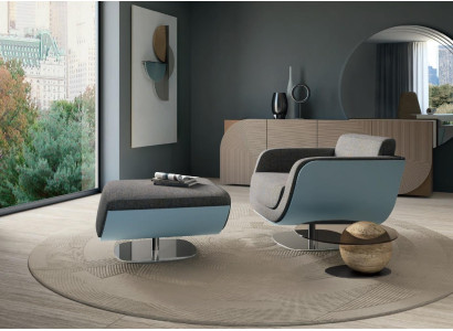 Puf giratorio diseño Bizzotto sala de estar muebles italianos taburete de relajación.