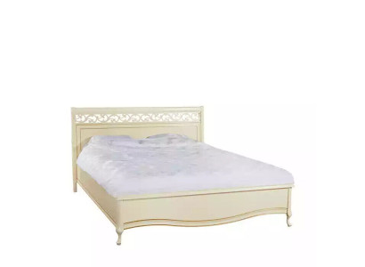 Cama acolchada de diseño de lujo doble, camas de hotel de madera nuevas en blanco.