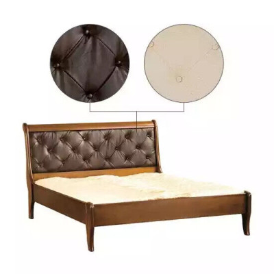 Diseño de cama de lujo para habitación principal Cama tapizada doble Cama de hotel Chesterfield