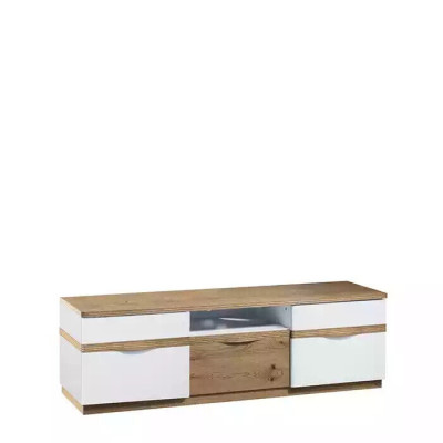 Soporte de TV para pared, mueble de televisión, tablero bajo blanco de alto brillo.