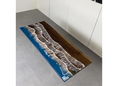 Mesa de comedor moderna con resina epoxi, mesa de diseño de muebles epoxídicos 121x51cm.