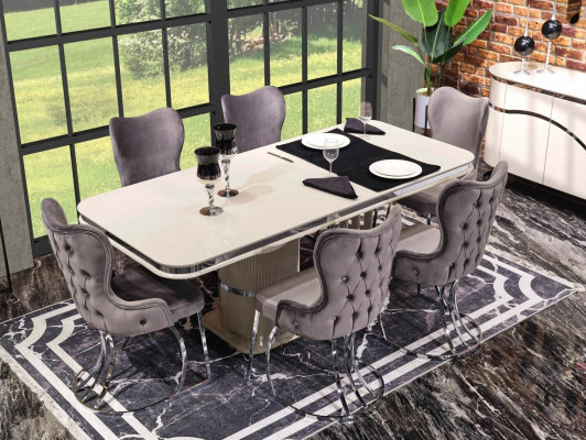 Mesa 6x sillas 7 piezas Comedor Mesa de comedor de madera Set de comedor Grupo Diseño