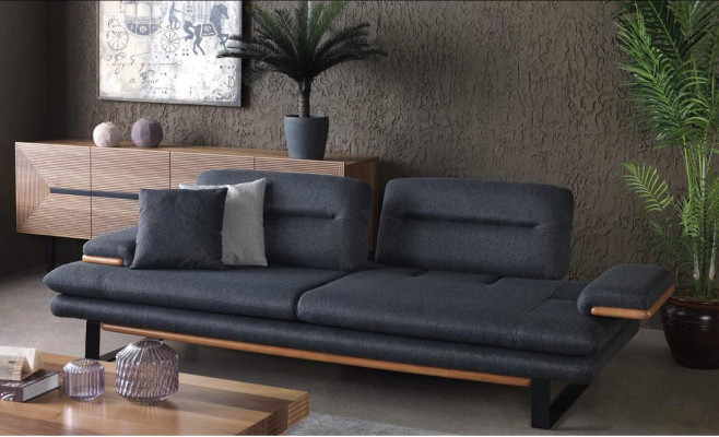 Conjunto moderno de sala de estar de 3 piezas. Sofá gris de 3+2+1 plazas.