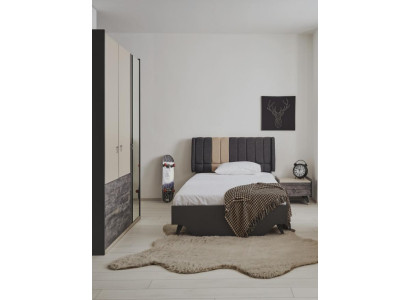 Lujoso conjunto de dormitorio elegante Delta cama mesita de noche armario