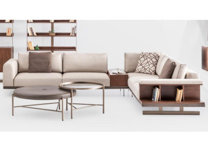 Sofá de tela beige sofá de esquina sofá en forma de L Sofás de tela Muebles de lujo Sala de estar