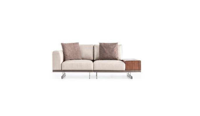 Moderno sofá esquinero beige de lujo en forma de L, sofás de tela, muebles de sala de estar.