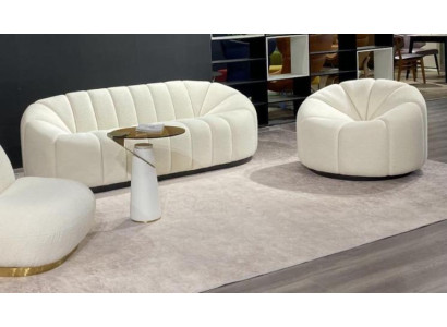 Sofá de 3 plazas blanco acogedor exclusivo, moderno, con 2 sillones nuevos.