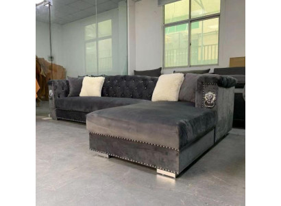 Sofá de esquina Sofá Sofá de esquina Conjunto de diseño de sofás Sala de estar en tela gris