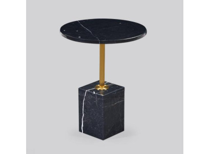 Mesa auxiliar redonda de alta calidad color negro, elegante, nueva y lujosa.