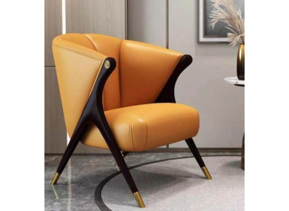 Diseño de lujo Naranja Sillón Silla Sofá de 1 plaza Chaise de televisión de cuero artificial