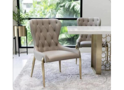 Silla de metal Chesterfield de un solo asiento en beige Sillas de comedor de lujo Silla moderna