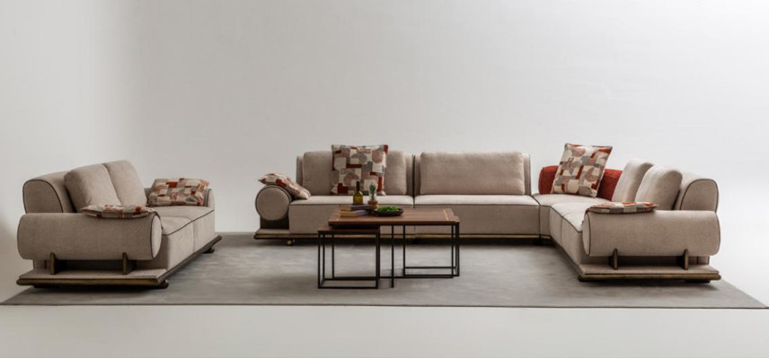 Sofá de tela Sofá de esquina de diseño moderno Forma de L Beige Nuevo
