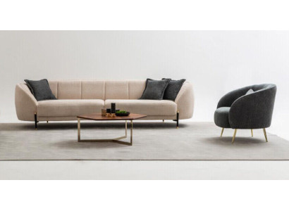 Sofá de tela de diseño de alta calidad en beige, moderno, sillón y sofá de 3 plazas, nuevo.
