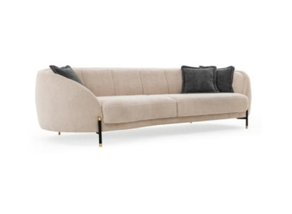 Sofá tapizado de tela en beige, diseño de 4 plazas, muebles de diseño de sofá nuevos.