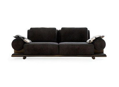 Sofá moderno de 3 plazas en negro de alta calidad, diseño de sofás acolchados en textil nuevo.