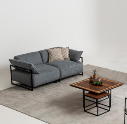 Sofá textil de sala de estar de 3 plazas, muebles de lujo, diseño de asiento, sofá lounge nuevo.
