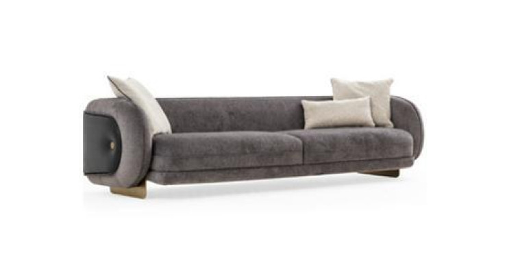 Sala de estar Gris Sofá Textil de 4 Plazas Muebles de Lujo Diseño de Asiento Sofá Salón