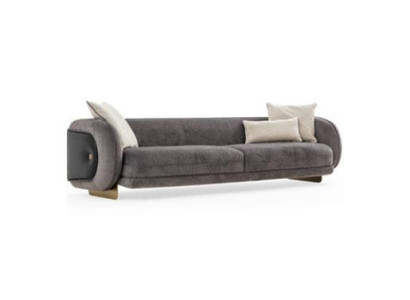 Sala de estar Gris Sofá Textil de 4 Plazas Muebles de Lujo Diseño de Asiento Sofá Salón