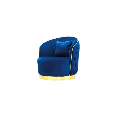 Sillón Chesterfield azul para sala de estar, sillón redondo de diseñador individual. xlmuebles.es