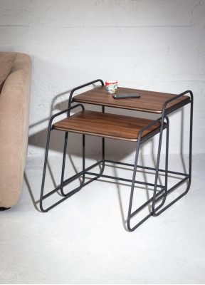 2 mesas auxiliares de diseñador Mesa de centro de diseñador con tablero de madera Muebles de salón