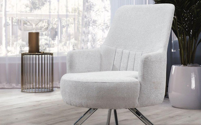 Color blanco Sillón de tela de 1 plaza para sala de estar diseño moderno Material textil