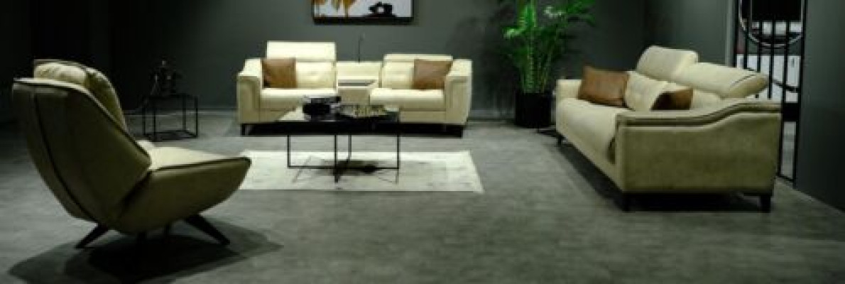 Conjunto completo de sofá de diseñador de 3 plazas, de 2 plazas y sillón de lujo.