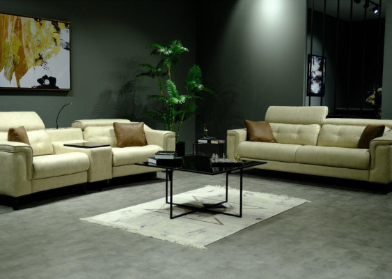 Conjunto completo de sofá de diseñador de 3 plazas, de 2 plazas y sillón de lujo.