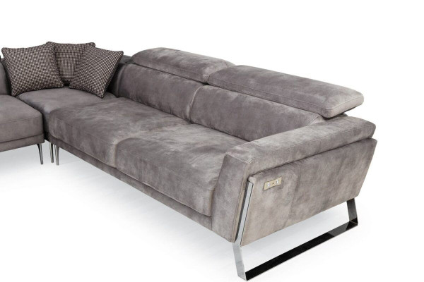Sofá esquinero de sala de estar gris en forma de L grande Sofá de tela grande de lujo Muebles nuevos