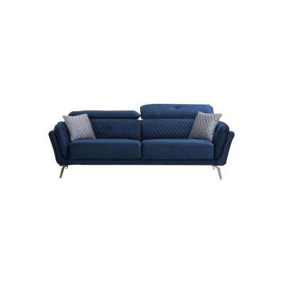 Exquisito conjunto de sofás, sofá azul de tres plazas, sillón de diseñador, muebles tapizados.