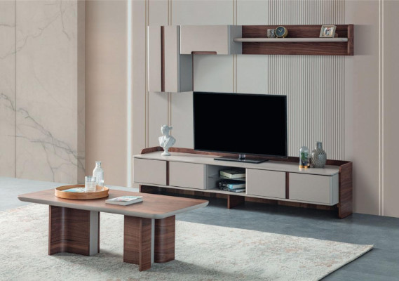 Salón blanco Conjunto de muebles de lujo RTV Bajo estante Estantes Cómoda
