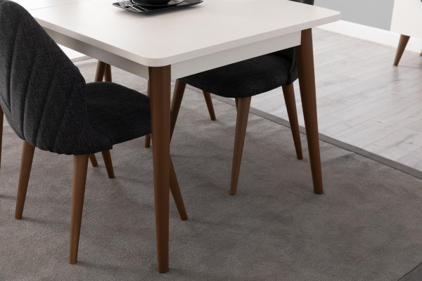 Muebles de comedor en blanco y negro, buffet diseñado por diseñador, mesa de comedor de lujo, sillas.