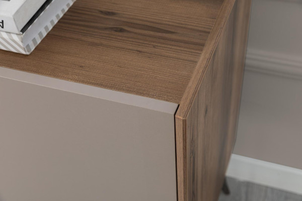 Moderno conjunto de color beige de lujo, aparador de madera con 2 espejos muebles de madera.