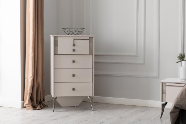 Sala de estar Cómoda blanca con 4 cajones Cómoda de madera Armario de madera Muebles