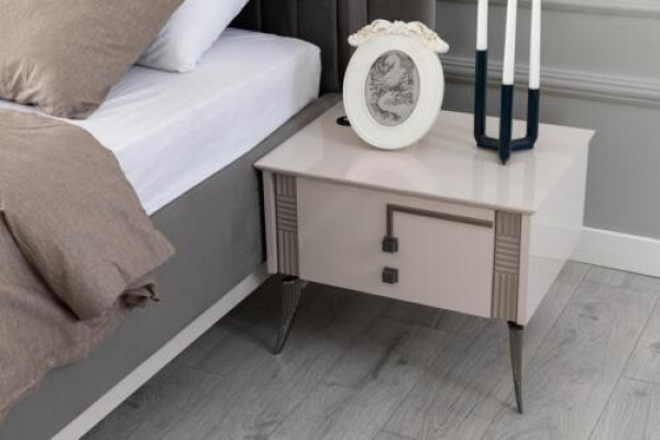 Mesa de noche beige Dormitorio Muebles de madera Consola de madera Mesitas de noche de lujo