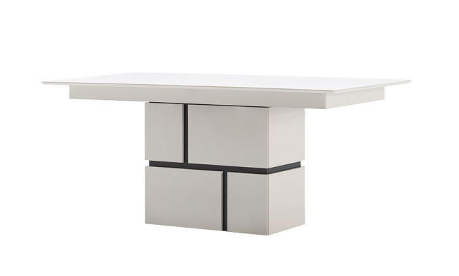 Mesa de comedor blanca Mesa de comedor de lujo extensible de madera nueva.