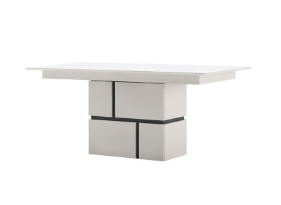 Mesa de comedor blanca Mesa de comedor de lujo extensible de madera nueva.
