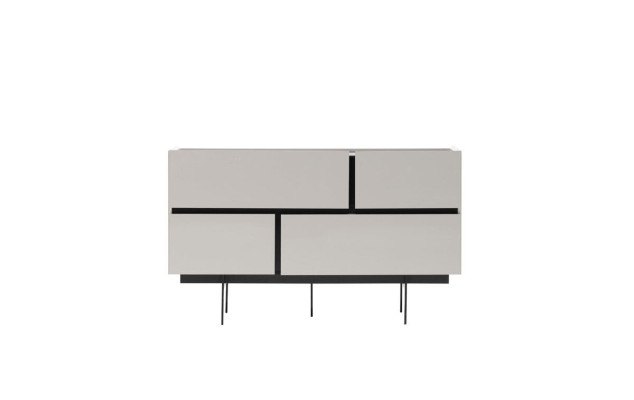 Elegante cómoda de madera de diseñador con espejo, conjunto de 2 piezas.