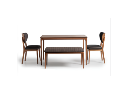 Mesa de comedor de conjunto de madera con sillas de 7 piezas en marrón