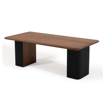 Grupo de comedor, conjunto completo de comedor, mesa de comedor y sillas 7 piezas en color marrón clásico.