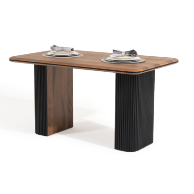 Conjunto clásico comedor mesa sillas 3 piezas marrón