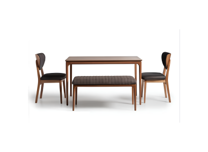 Rincón de comedor de conjunto Grupo de comedor Madera Comedor Mesa Sillas 3 piezas Marrón