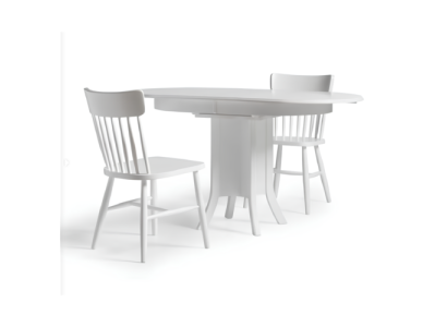 Mesa de comedor extensible en madera blanca de la esquina del comedor.